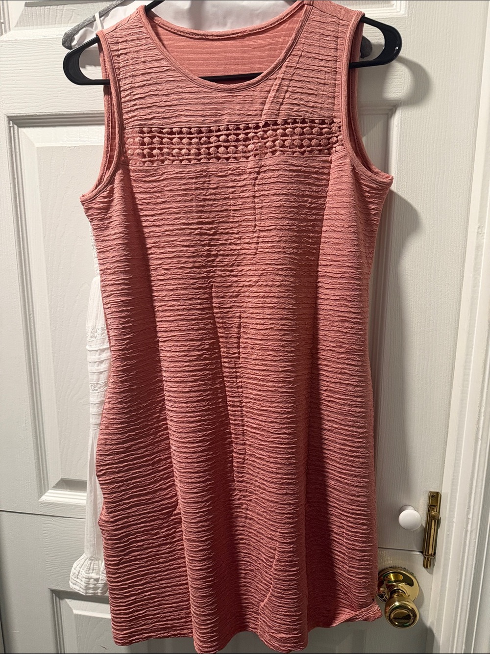 Sleeveless Textured Coral Pink Dress